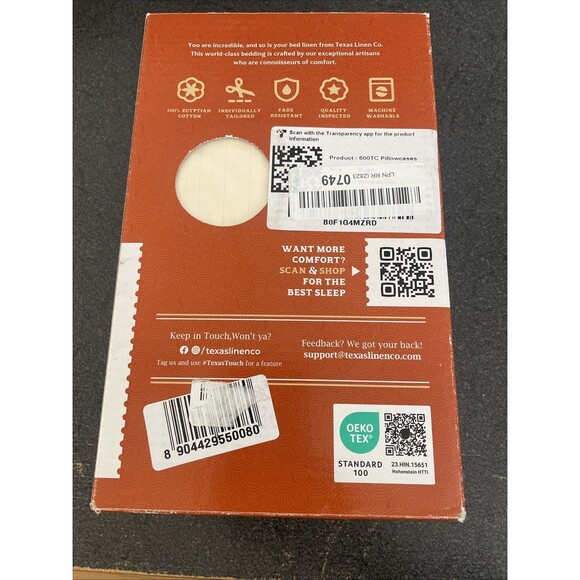 Texas Linen Co. Pillowcase Standard/Queen Cream Pinstripe 100% Cotton Set of 2 - Picture 8 of 13